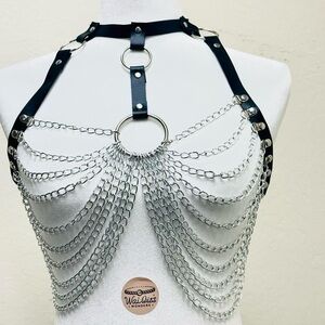 Black and silver chain harness